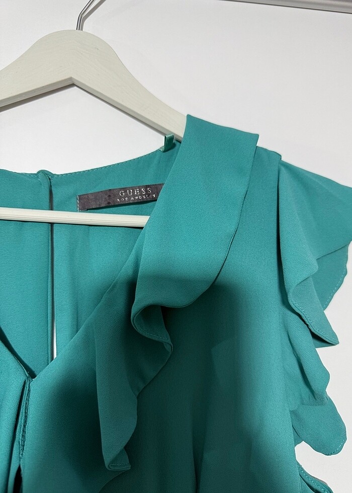 Yeşil şık uzun elbise - Görsel 2