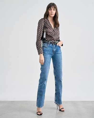 36 Beden BEAUTY OMELETTE Mavi Split Hem Detailed Slim Fit Jean