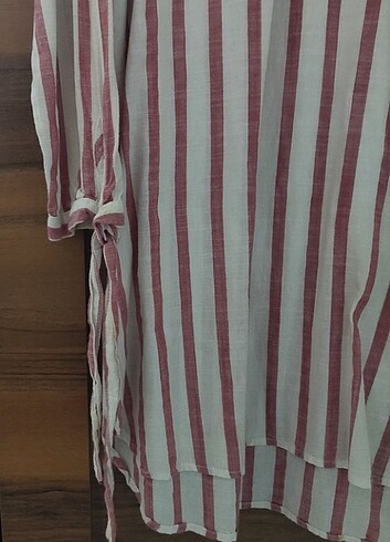 m Beden DeFacto Pembe Beyaz Çizgili Gömlek Tunik