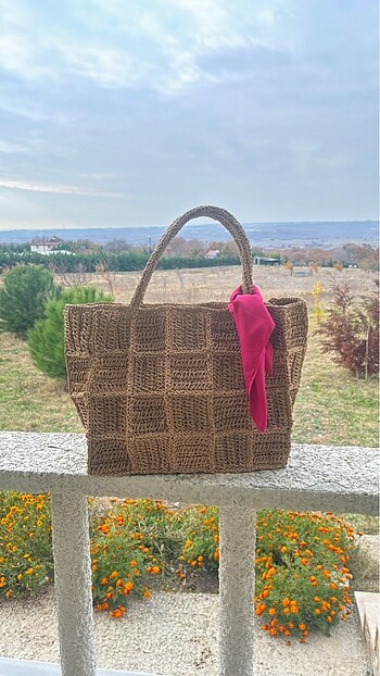 Diğer Patchwork hasır çanta
