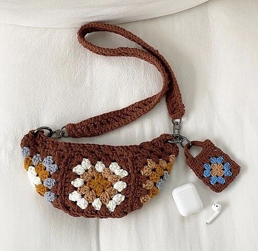 Bel Çantası + Airpods Kılıf Takımı El Örgüsü