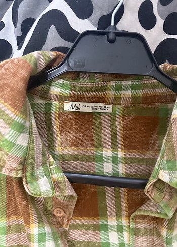 Düğmeli Kahverengi Ekose Bohem Kadın Gömlek - Görsel 2