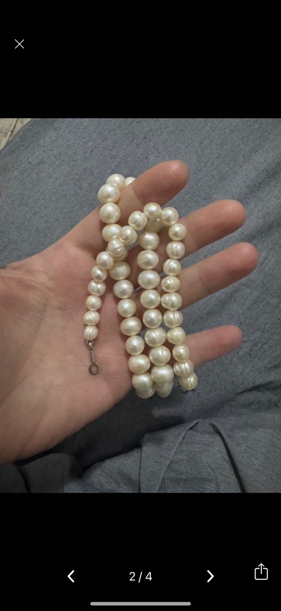 Beyaz Boncuklu Midi Kadın Kolye ve Bileklik Seti - Görsel 2