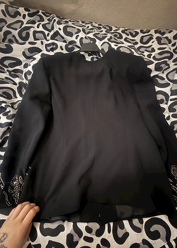 Paragraf Siyah İşlemeli Kadın Uzun Ceket - Görsel 5