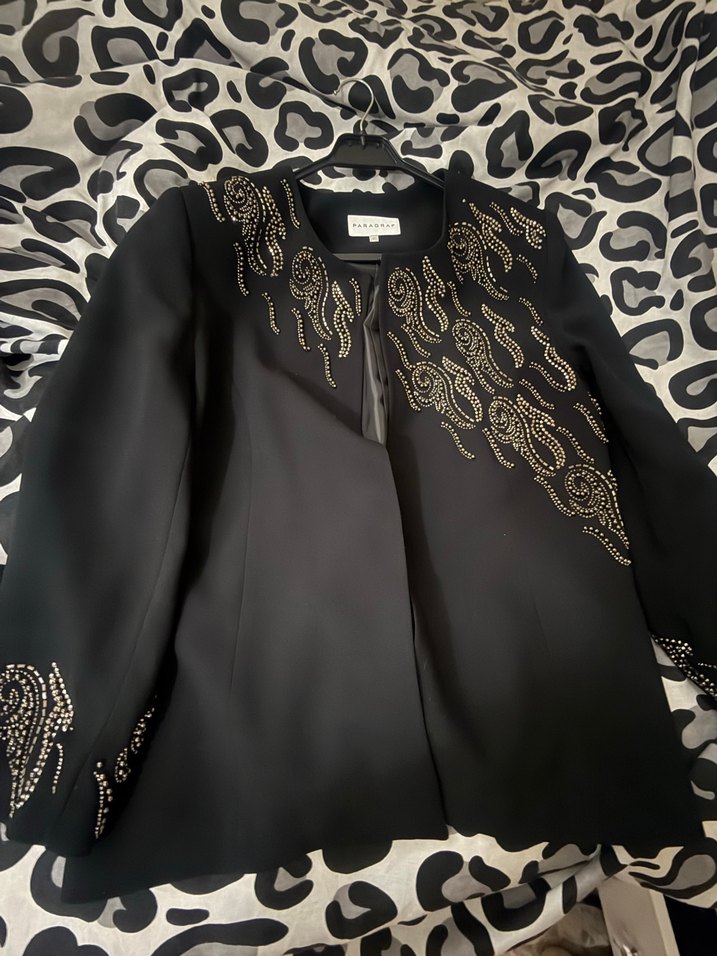 Paragraf Siyah İşlemeli Kadın Uzun Ceket - Görsel 3