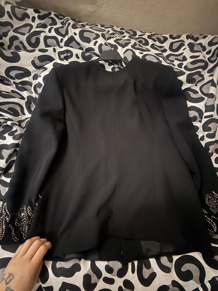 Paragraf Siyah İşlemeli Kadın Uzun Ceket - Görsel 5