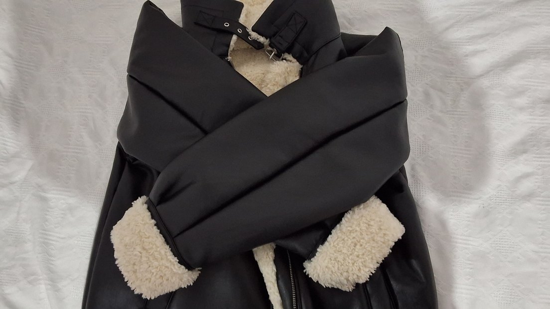 Kürklü Siyah Deri Kadın Ceket - Görsel 2