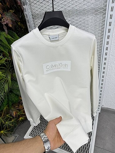 xl Beden beyaz Renk Calvin Klein Bisiklet Yala Sweatshirt