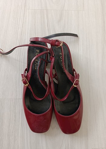 Klasik Bordo Mary Jane Kadın Ayakkabı