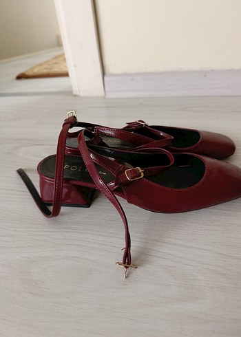 Diğer Klasik Bordo Mary Jane Kadın Ayakkabı