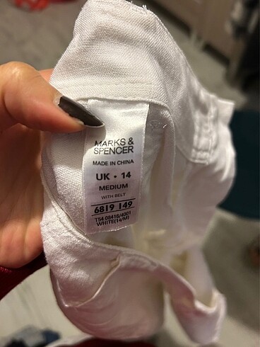 m Beden Marks and Spencer Beyaz Keten Bol Pantolon
