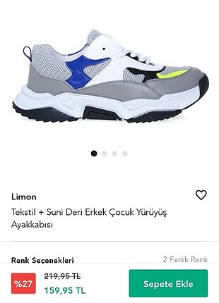 Limon çocuk çok şık sneaker 