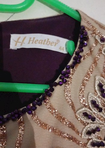 Uzun Kollu Mor Nakışlı Kadın Elbise - Görsel 4