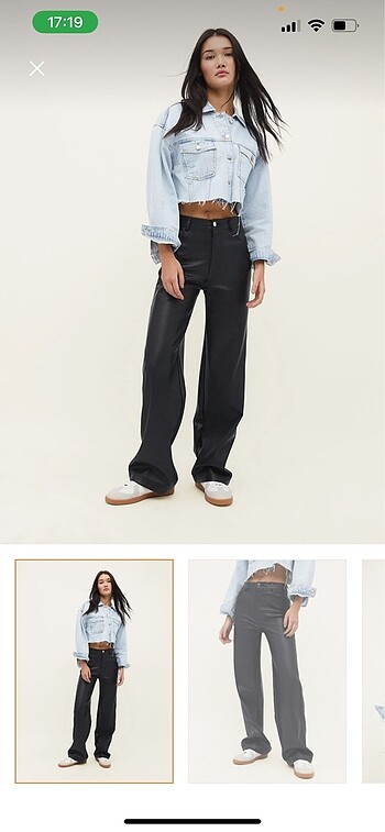Stradivarius geniş paça deri pantalon