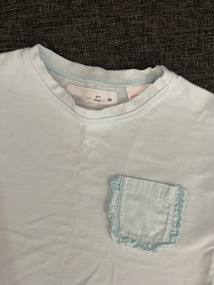 Kız Çocuk Beyaz Kısa Kollu Basic Tişört - Görsel 2