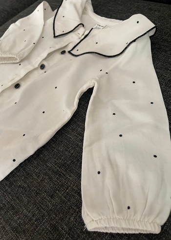 Puantiye Desenli Beyaz Kız Gömlek - Görsel 2