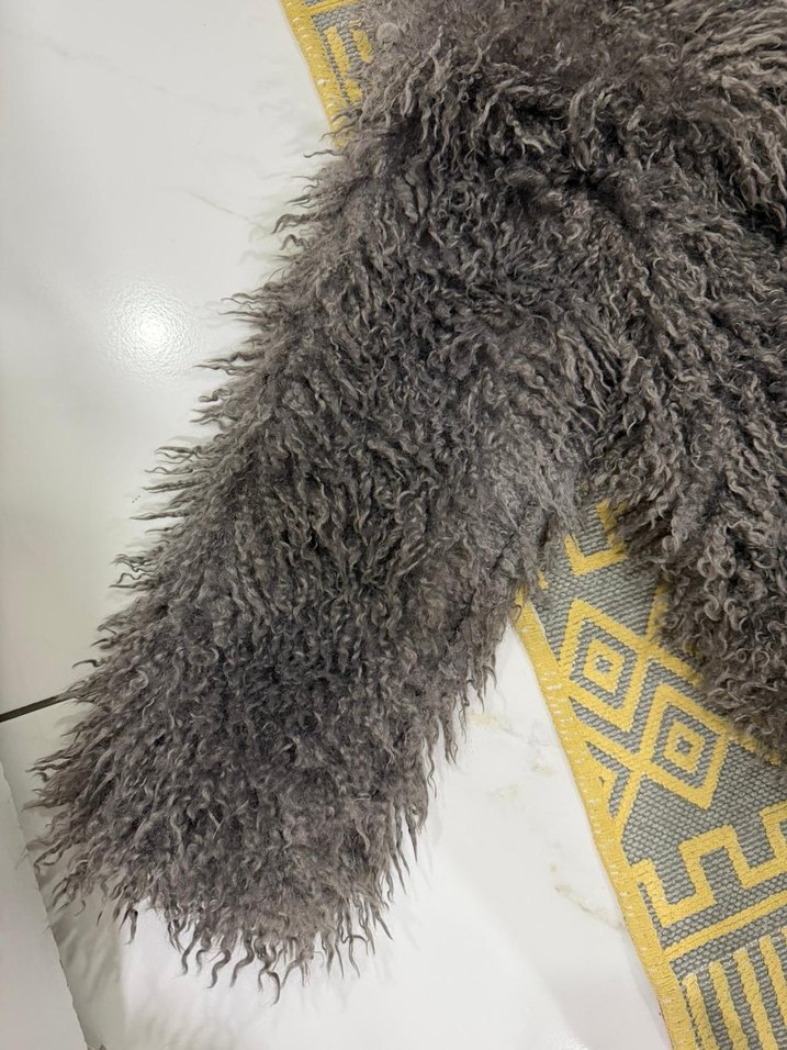 Gri Kürklü Bohem Kadın Kürk Ceket - Görsel 4