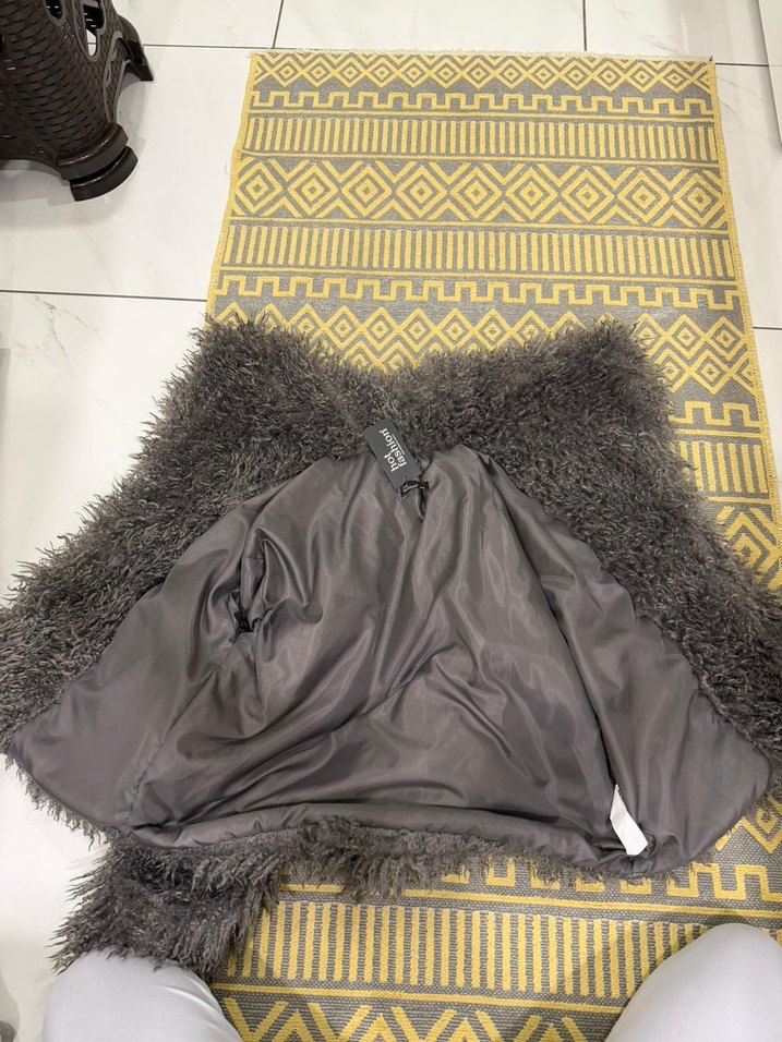 Gri Kürklü Bohem Kadın Kürk Ceket - Görsel 5