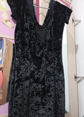 Siyah V Yakalı Uzun Gotik Abiye Elbise - Görsel 2