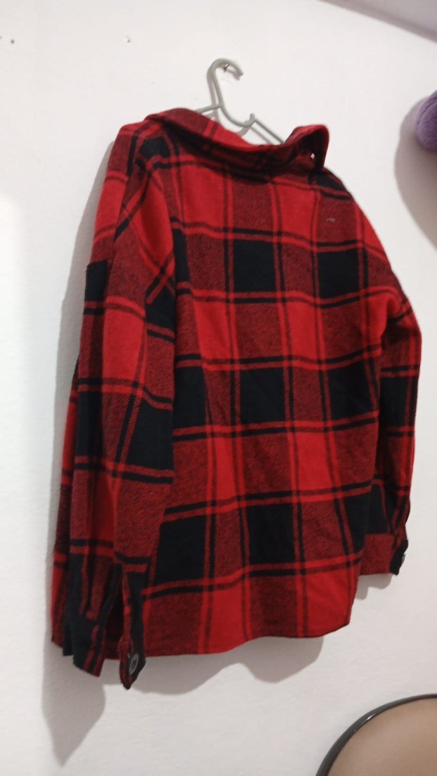 Kadın Kırmızı Ekose Düğmeli Gömlek - Görsel 2