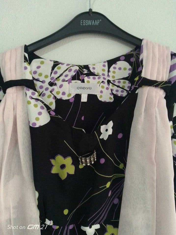 Mor Bağlamalı Uzun Kadın Elbise - Görsel 3