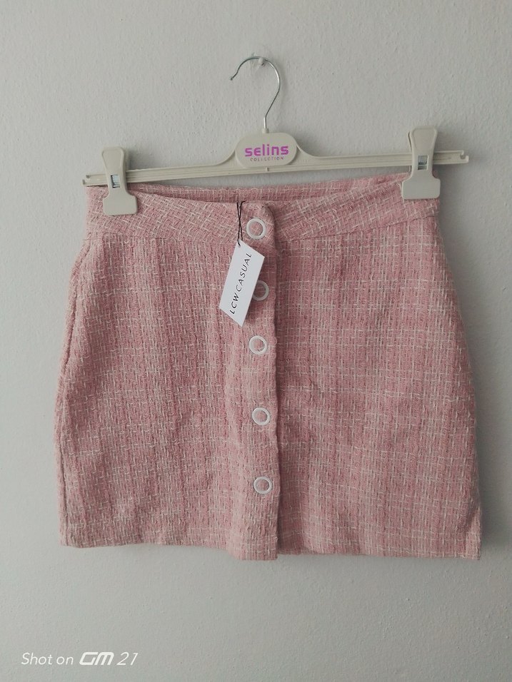 Düğmeli Kısa Pembe Kadın Takım - Görsel 2