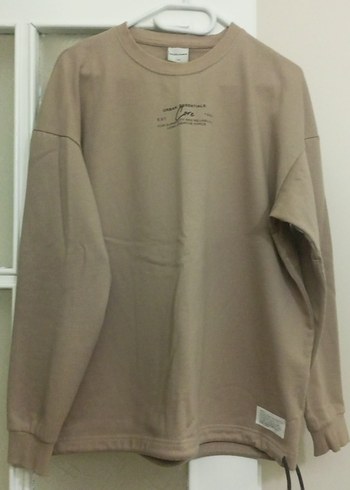 Bej erkek Uzun Kollu Baskılı Sweatshirt