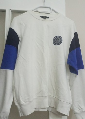 Beyaz Gri Baskılı erkek Sweatshirt