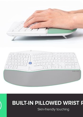 Delux Ergonomik Beyaz Klavye ve Gri Bilek Desteği - Görsel 5