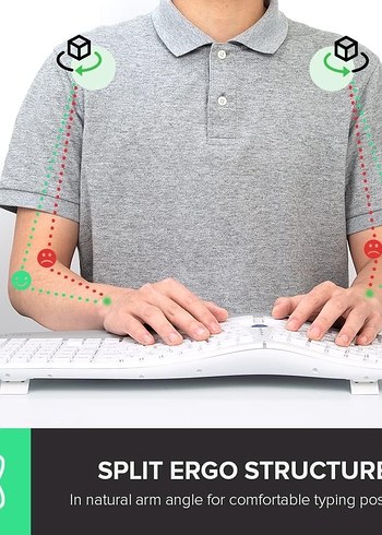 Delux Ergonomik Beyaz Klavye ve Gri Bilek Desteği - Görsel 7