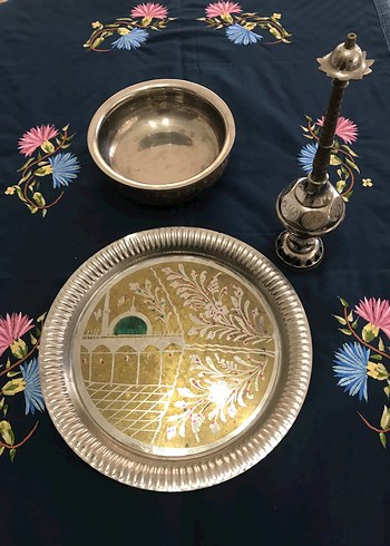 Pirinç Metal Kase,Gülsuyuluk ve Tepsi Takımı - Görsel 8