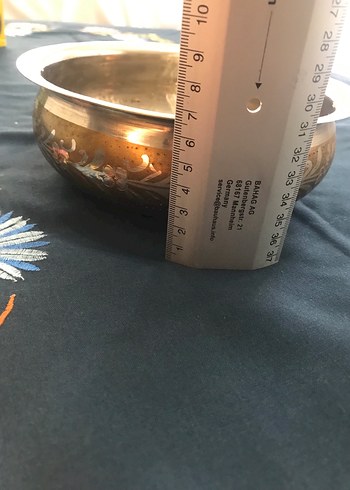 Pirinç Metal Kase,Gülsuyuluk ve Tepsi Takımı - Görsel 10