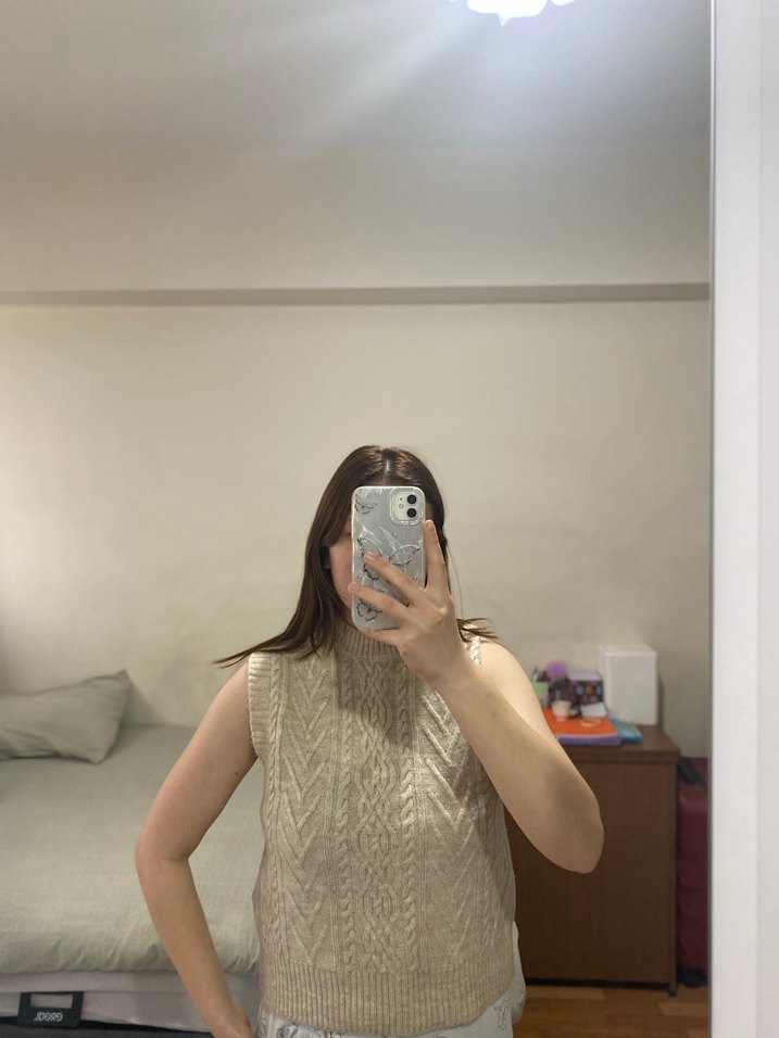 Bej Örgü Kadın Süveter - Görsel 2