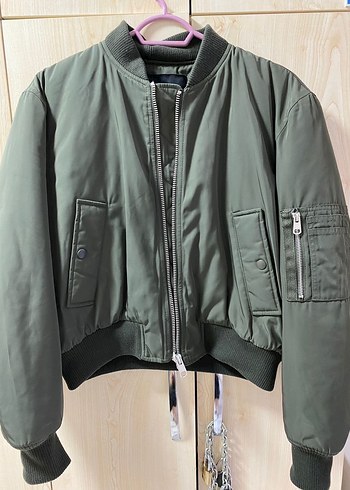 Kadın haki yeşili bomber ceket - Görsel 2