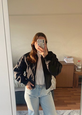 Siyah bomber ceket - Görsel 2