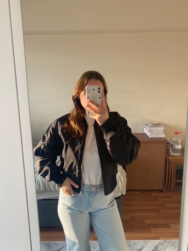 Siyah bomber ceket - Görsel 2