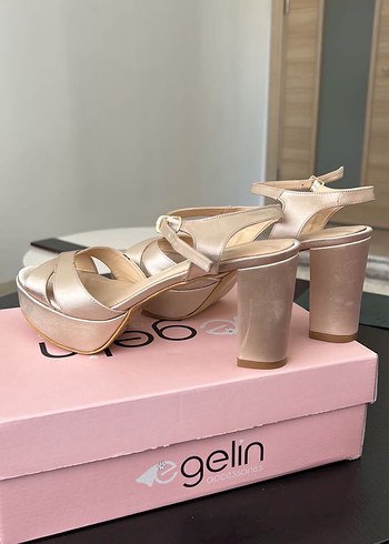 Bej Kadın Platform Topuklu Abiye Ayakkabı - Görsel 2