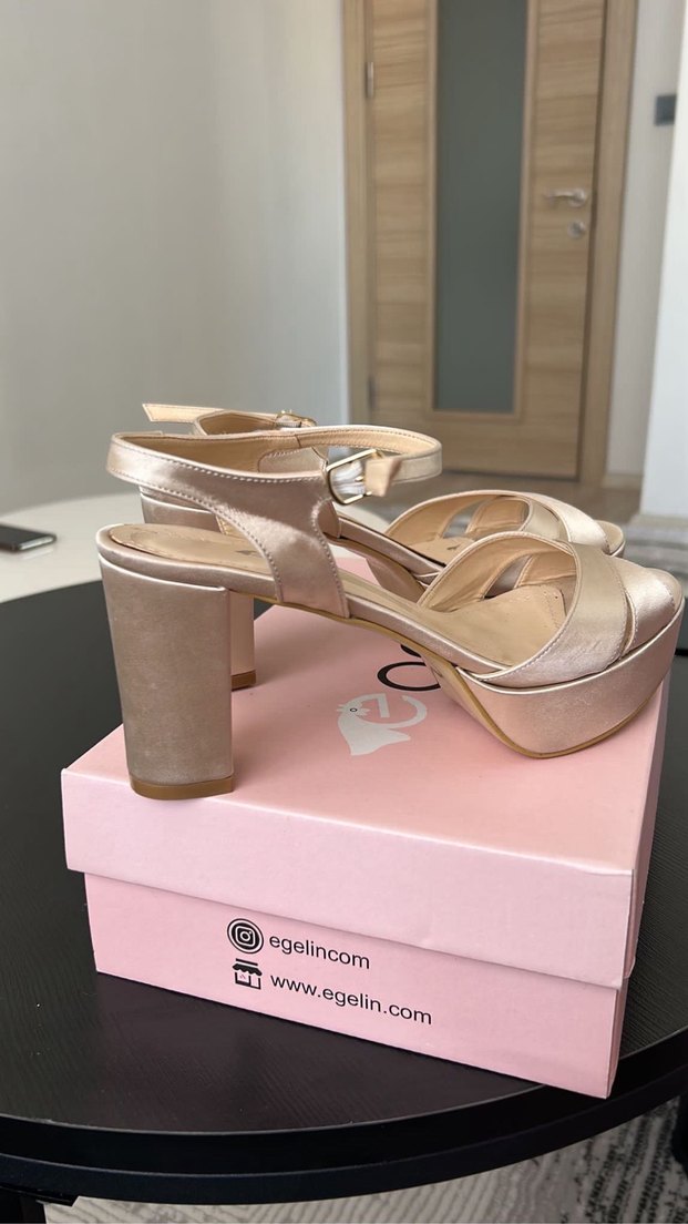 Bej Kadın Platform Topuklu Abiye Ayakkabı - Görsel 3