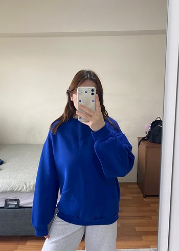 Kadın Mavi Oversize Sweatshirt - Görsel 2