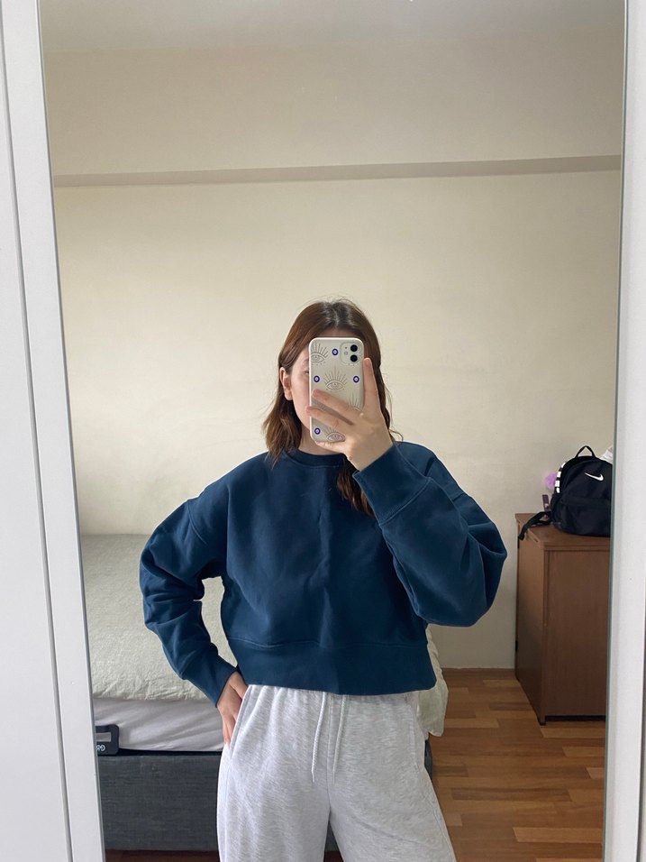 Kadın Lacivert Yüksek Yakalı Sweatshirt - Görsel 2