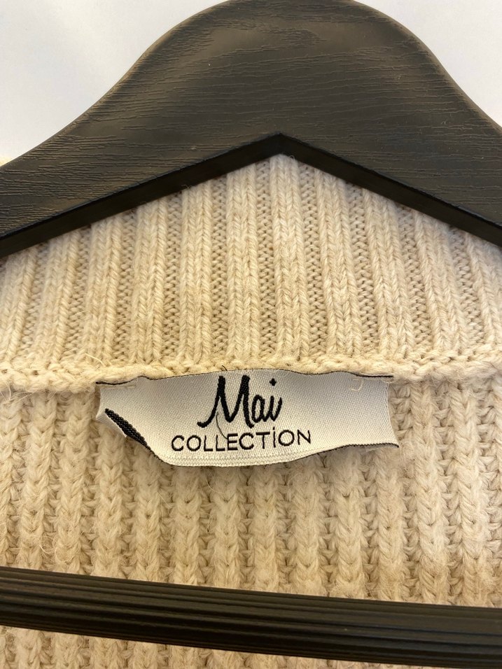 MAİ COLLECTION Bej Kadın Örgü Yün Hırka - Görsel 2