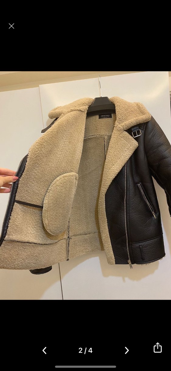 Kahverengi Kürklü Deri Biker Ceket - Görsel 3