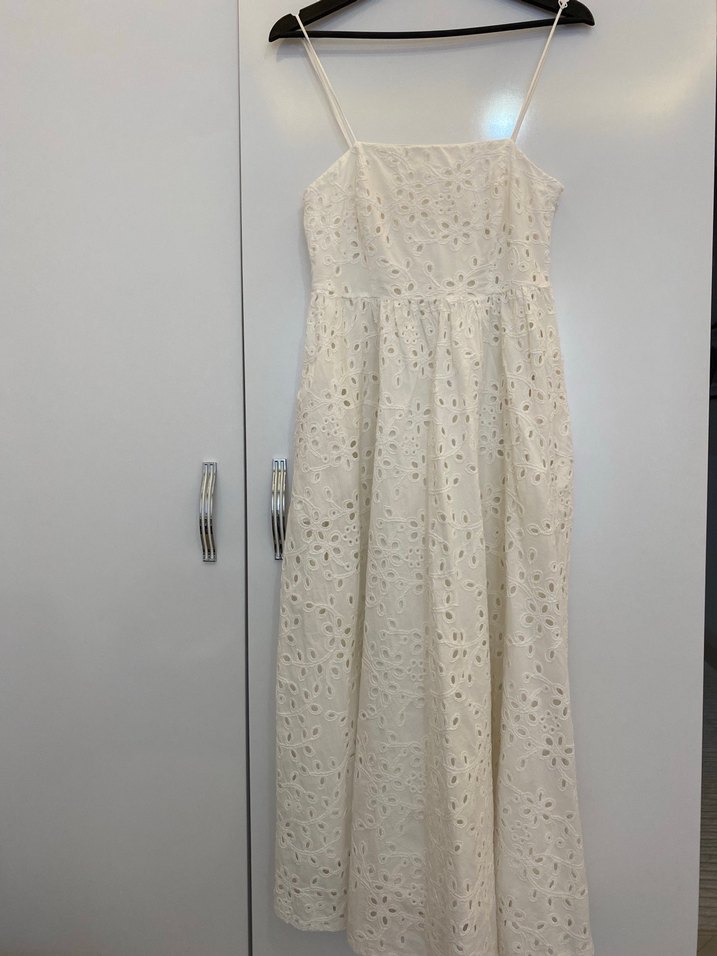 Beyaz Nakışlı fisto Uzun Elbise - Görsel 2