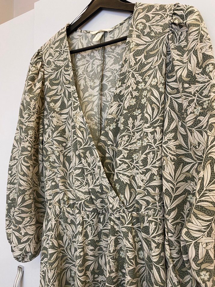 V Yaka Bohem Uzun Kollu Belden Kuşaklı Mini Elbise - Görsel 2