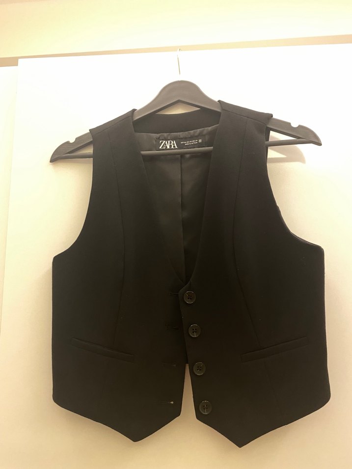 Düğmeli Siyah Kadın İş Yeleği - Görsel 2