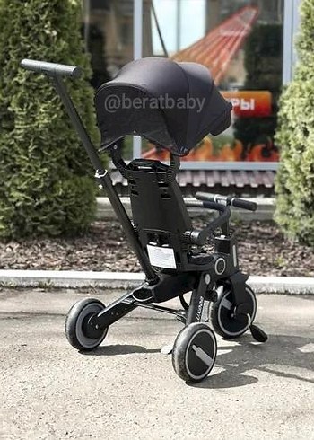 Beden siyah Renk Siyah Luxmom Üç Tekerlekli Bisiklet katlanır ebeveyn kontrollü
