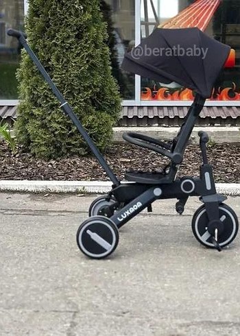 Beden Siyah Luxmom Üç Tekerlekli Bisiklet katlanır ebeveyn kontrollü