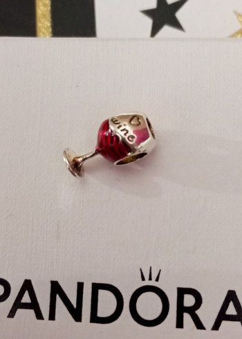Bordo Renkli Boncuklu Pandora Şarap Kadehi Charm