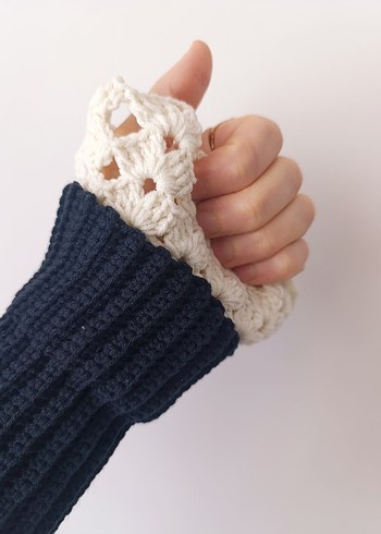 Dantel Detaylı Bohem Örgü Kadın Eldiveni - Görsel 3