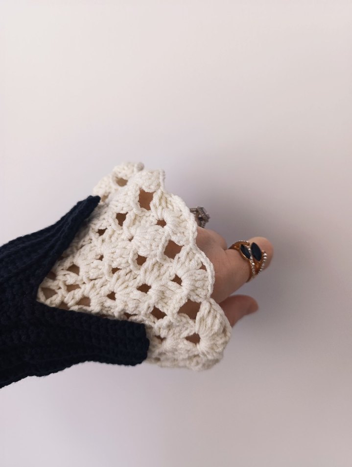 Dantel Detaylı Bohem Örgü Kadın Eldiveni - Görsel 5